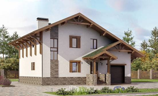 190-007-П Проект двухэтажного дома с мансардным этажом и гаражом, простой дом из кирпича Невельск | Проекты домов от House Expert