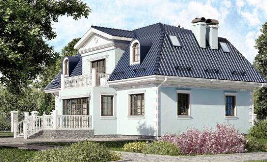 210-004-Л Проект двухэтажного дома мансардный этаж, красивый домик из блока Поронайск | Проекты домов от House Expert