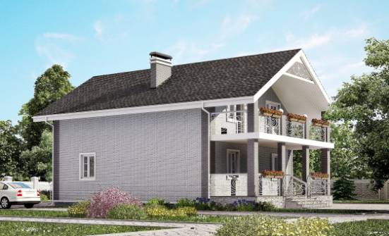 150-007-П Проект двухэтажного дома мансардой, компактный загородный дом из арболита Оха | Проекты домов от House Expert