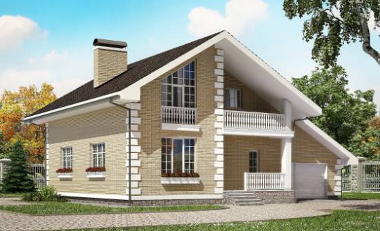 190-005-П Проект двухэтажного дома мансардой и гаражом, средний домик из газобетона Холмск | Проекты домов от House Expert