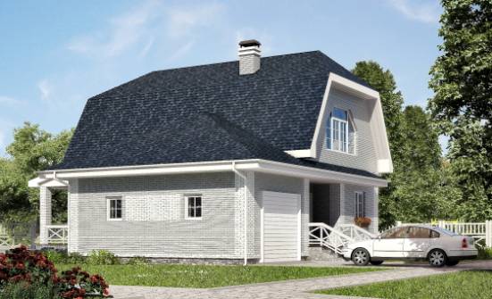 160-006-Л Проект двухэтажного дома мансардой и гаражом, простой домик из теплоблока Холмск | Проекты домов от House Expert