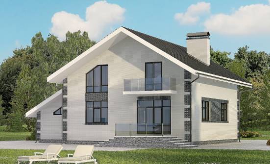 180-001-П Проект двухэтажного дома мансардный этаж, гараж, экономичный домик из газосиликатных блоков Поронайск | Проекты домов от House Expert