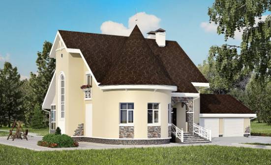 275-001-Л Проект двухэтажного дома с мансардой и гаражом, красивый дом из кирпича Невельск | Проекты домов от House Expert