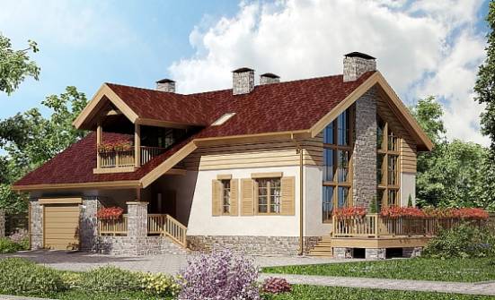 165-002-П Проект двухэтажного дома мансардой, гараж, простой загородный дом из газобетона Оха | Проекты домов от House Expert