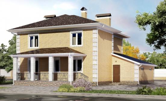 220-006-Л Проект двухэтажного дома, гараж, классический домик из теплоблока Поронайск | Проекты домов от House Expert