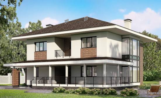 275-002-П Проект двухэтажного дома и гаражом, огромный домик из кирпича Холмск | Проекты домов от House Expert