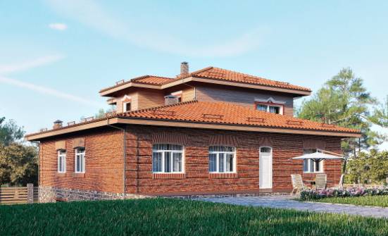 380-002-Л Проект трехэтажного дома, гараж, красивый загородный дом из кирпича Оха | Проекты домов от House Expert