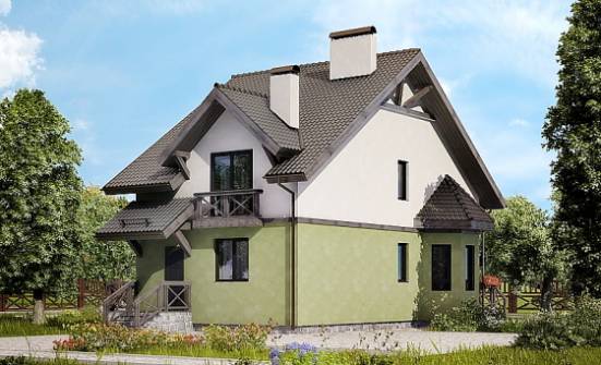 120-003-П Проект двухэтажного дома мансардой, бюджетный домик из блока Невельск | Проекты домов от House Expert