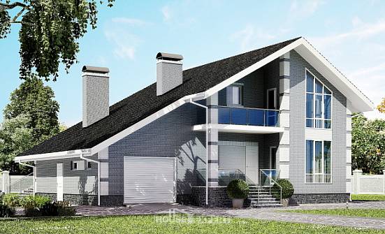190-006-Л Проект двухэтажного дома мансардой, гараж, современный коттедж из твинблока Холмск | Проекты домов от House Expert