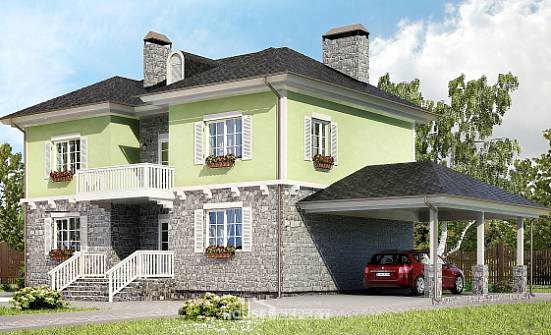 155-006-П Проект двухэтажного дома и гаражом, бюджетный загородный дом из твинблока Оха | Проекты домов от House Expert