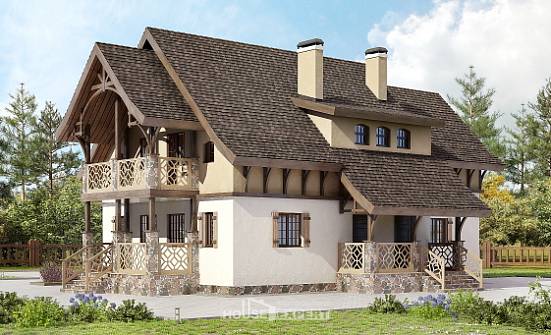 180-014-Л Проект двухэтажного дома с мансардой, бюджетный коттедж из блока Невельск | Проекты домов от House Expert