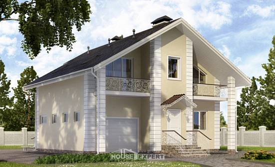150-002-Л Проект двухэтажного дома мансардный этаж, гараж, небольшой дом из газосиликатных блоков Южно-Сахалинск | Проекты домов от House Expert