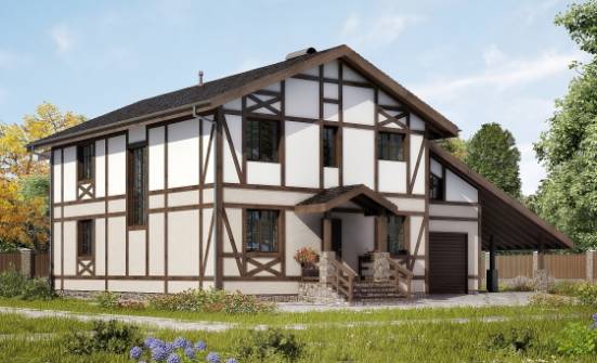 250-002-П Проект двухэтажного дома с мансардным этажом и гаражом, уютный дом из кирпича Оха | Проекты домов от House Expert
