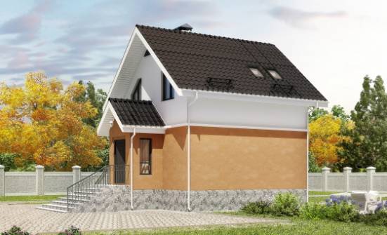 100-005-Л Проект трехэтажного дома мансардой, недорогой загородный дом из газобетона Поронайск | Проекты домов от House Expert