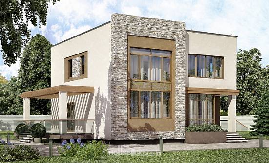 185-001-П Проект двухэтажного дома, современный загородный дом из теплоблока Невельск | Проекты домов от House Expert