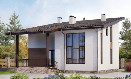 140-005-П Проект двухэтажного дома мансардой, недорогой коттедж из поризованных блоков Южно-Сахалинск | Проекты домов от House Expert