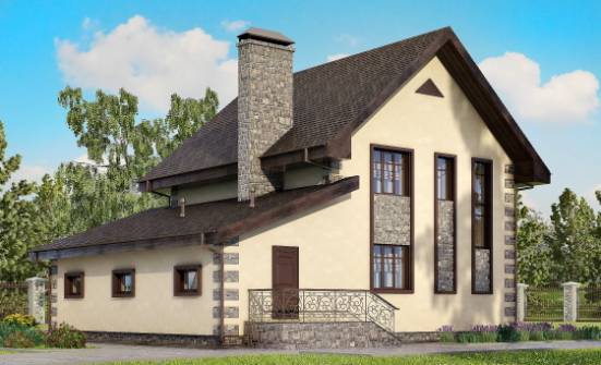160-004-П Проект двухэтажного дома, гараж, скромный коттедж из пеноблока Холмск | Проекты домов от House Expert