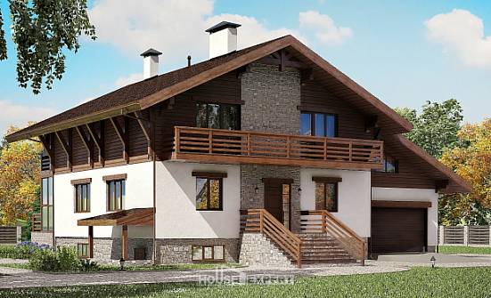 420-001-П Проект трехэтажного дома мансардой и гаражом, просторный дом из кирпича Южно-Сахалинск | Проекты домов от House Expert