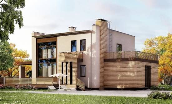 220-003-Л Проект двухэтажного дома и гаражом, красивый дом из поризованных блоков Холмск | Проекты домов от House Expert