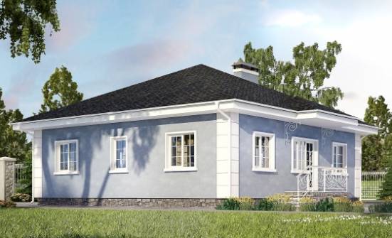 100-001-П Проект одноэтажного дома, уютный загородный дом из поризованных блоков Поронайск | Проекты одноэтажных домов от House Expert