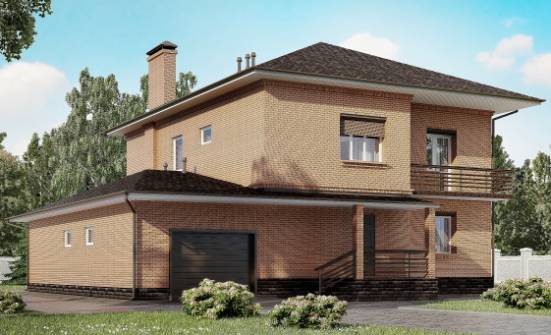 245-003-Л Проект двухэтажного дома, гараж, средний дом из кирпича Оха | Проекты домов от House Expert
