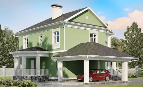 170-001-Л Проект двухэтажного дома и гаражом, уютный коттедж из теплоблока Холмск | Проекты домов от House Expert