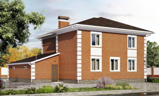 220-004-Л Проект двухэтажного дома, гараж, современный коттедж из кирпича Южно-Сахалинск | Проекты домов от House Expert