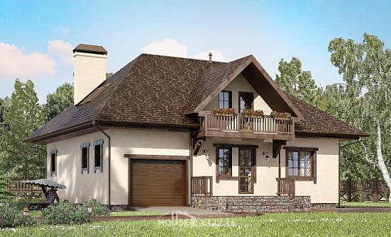 200-001-Л Проект двухэтажного дома мансардой и гаражом, просторный дом из арболита Южно-Сахалинск | Проекты домов от House Expert