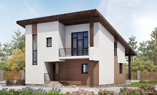 140-005-П Проект двухэтажного дома мансардой, недорогой коттедж из поризованных блоков Южно-Сахалинск | Проекты домов от House Expert