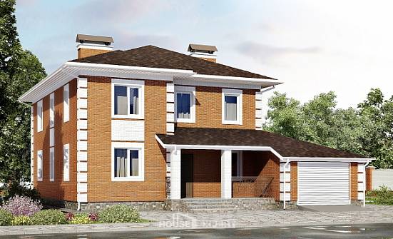 220-004-Л Проект двухэтажного дома, гараж, современный коттедж из кирпича Южно-Сахалинск | Проекты домов от House Expert