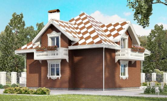 155-003-Л Проект двухэтажного дома мансардный этаж и гаражом, классический загородный дом из теплоблока Невельск | Проекты домов от House Expert