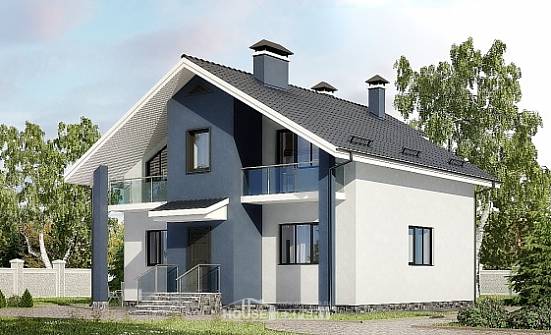 150-005-П Проект двухэтажного дома мансардой, красивый коттедж из газосиликатных блоков Невельск | Проекты домов от House Expert