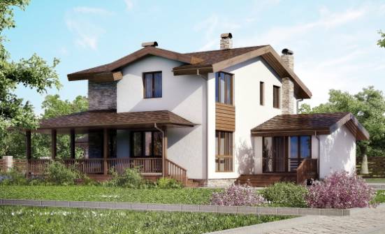 220-001-П Проект двухэтажного дома с мансардным этажом, гараж, красивый дом из твинблока Невельск | Проекты домов от House Expert