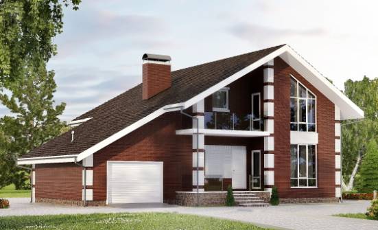180-001-Л Проект двухэтажного дома с мансардой и гаражом, современный дом из керамзитобетонных блоков Оха | Проекты домов от House Expert