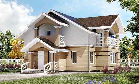 155-009-П Проект двухэтажного дома с мансардой, красивый дом из поризованных блоков Холмск | Проекты домов от House Expert
