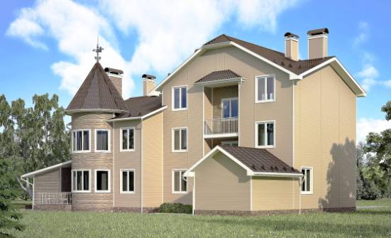 555-001-Л Проект трехэтажного дома с мансардным этажом и гаражом, большой домик из газосиликатных блоков Южно-Сахалинск | Проекты домов от House Expert