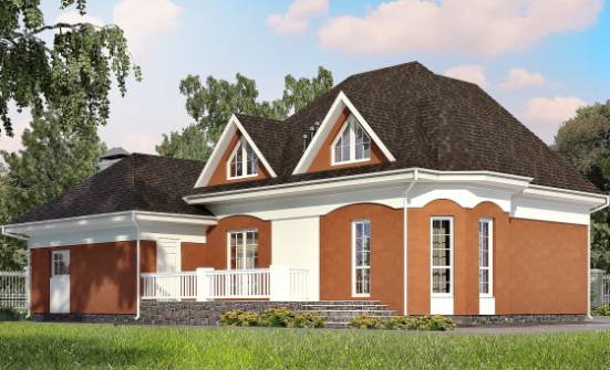 180-007-П Проект двухэтажного дома мансардой, гараж, бюджетный загородный дом из бризолита Невельск | Проекты домов от House Expert