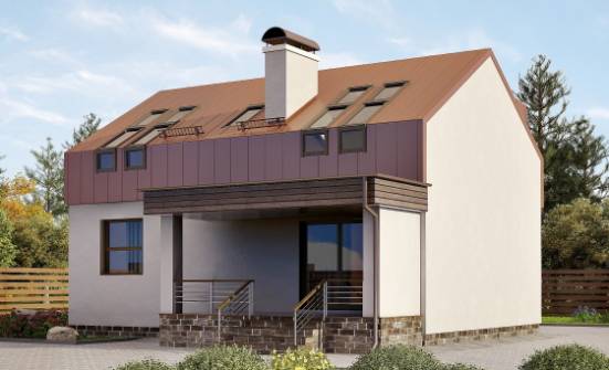 120-004-Л Проект двухэтажного дома мансардой, бюджетный коттедж из керамзитобетонных блоков Оха | Проекты домов от House Expert