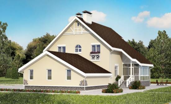 275-001-Л Проект двухэтажного дома с мансардой и гаражом, красивый дом из кирпича Невельск | Проекты домов от House Expert