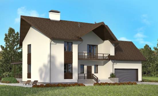 300-002-П Проект двухэтажного дома с мансардным этажом и гаражом, огромный домик из арболита Невельск | Проекты домов от House Expert