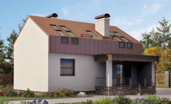 120-004-Л Проект двухэтажного дома мансардой, бюджетный коттедж из керамзитобетонных блоков Оха | Проекты домов от House Expert