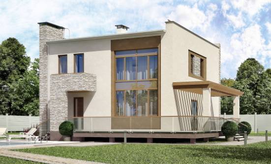 185-001-П Проект двухэтажного дома, современный загородный дом из теплоблока Невельск | Проекты домов от House Expert
