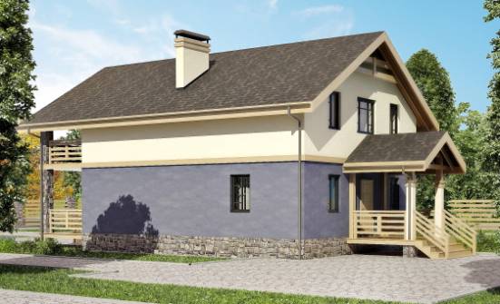 160-010-П Проект двухэтажного дома мансардой, доступный дом из газосиликатных блоков Поронайск | Проекты домов от House Expert