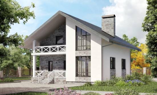 155-001-Л Проект двухэтажного дома с мансардным этажом и гаражом, экономичный загородный дом из бризолита Холмск | Проекты домов от House Expert