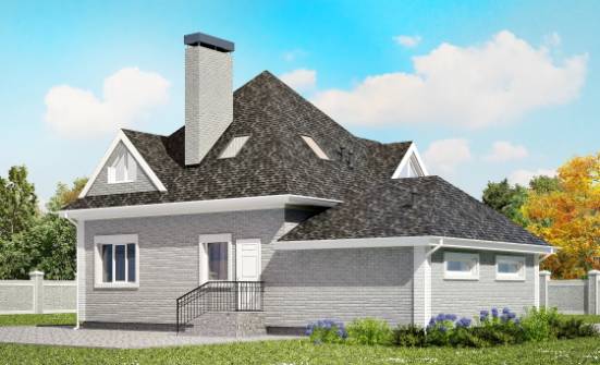 135-001-Л Проект двухэтажного дома с мансардным этажом, гараж, доступный коттедж из кирпича Южно-Сахалинск | Проекты домов от House Expert