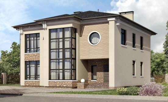300-005-Л Проект двухэтажного дома, огромный коттедж из кирпича Оха | Проекты домов от House Expert