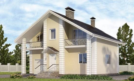 150-002-Л Проект двухэтажного дома мансардный этаж, гараж, небольшой дом из газосиликатных блоков Южно-Сахалинск | Проекты домов от House Expert