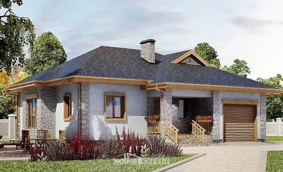 130-006-П Проект одноэтажного дома, гараж, классический загородный дом из газосиликатных блоков Поронайск | Проекты домов от House Expert