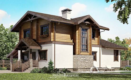 170-004-Л Проект двухэтажного дома с мансардой и гаражом, экономичный домик из пеноблока из дерева Холмск | Проекты домов от House Expert