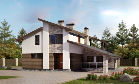 200-010-П Проект двухэтажного дома с мансардой, гараж, просторный дом из керамзитобетонных блоков Холмск | Проекты домов от House Expert